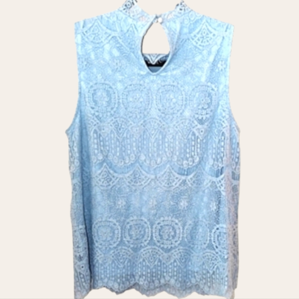 😎🪻4/$20 Est 1946 Crochet Top Light Blue - Picture 5 of 11